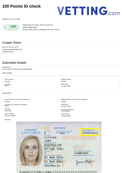 100 Point Check Sample Report