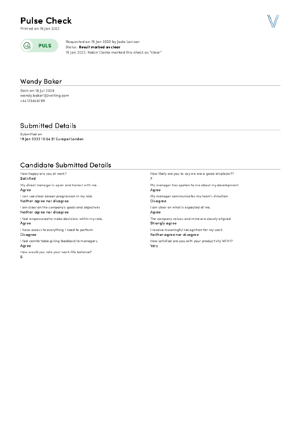 Pulse Survey Sample Report